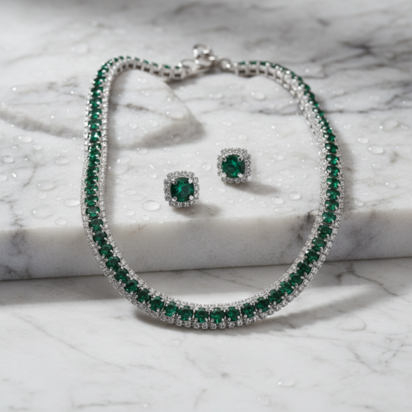 Diamond Cut Choker Necklace Set
